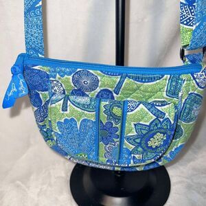Vera Bradley Lizzy Crossbody Bag Floral Blue Green White